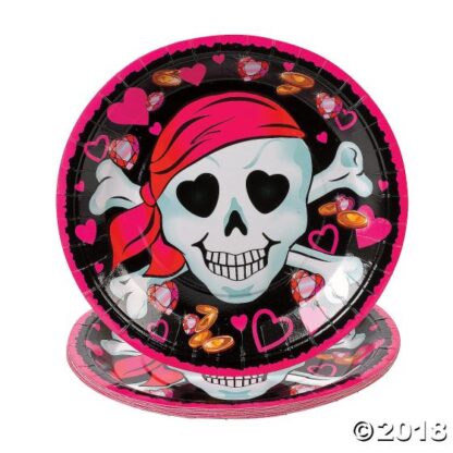 pink pirate girl paper lunch plates p0022154 2787