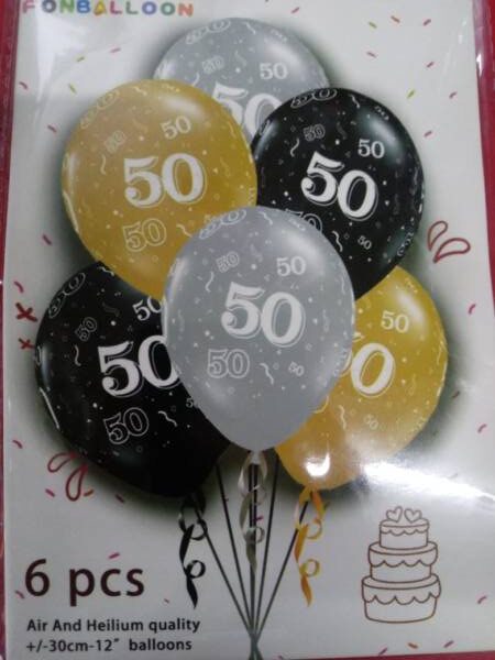 50 Gold Number 6 Balloon