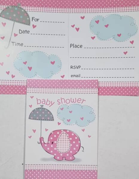 Pink and gray elephant baby hot sale shower invitations