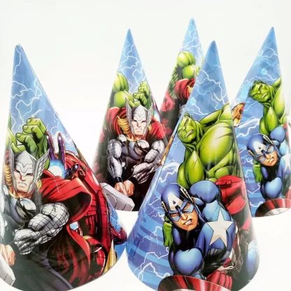 6pcs Avenger Birthday Party Supplies Paper Hats Caps For Baby Shower Kids Cartoon Superhero Party Decoration.jpg Q90.jpg