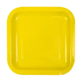 8 square paper plates yellow 23cm