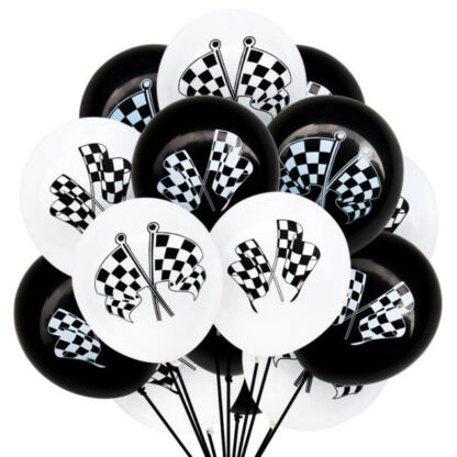 10pcs 12inch Black White Racing Flag Latex Balloons Checkered Racing Flags Ballons Race Car Theme Party