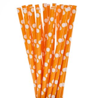 orange straw white dots