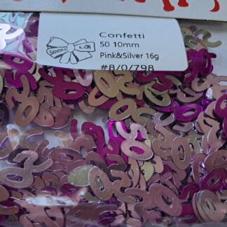 50th confetti pink and silver mixed