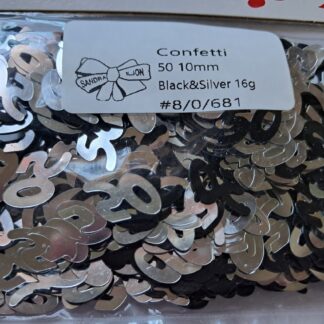 50th Birthday confetti silver and black