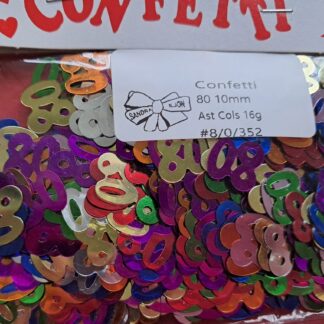 Assorted colours 80th birthday confetti