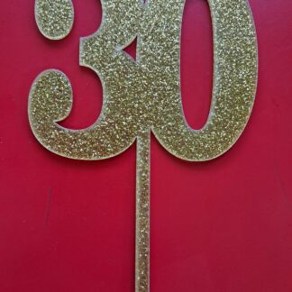 Acrylic number 30 cake topper gold glitter