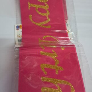 Pink sash gold happy birthday