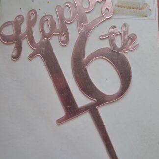 Happy 16th cake topper rose gold
