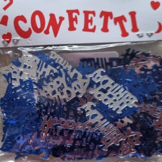 Blue and silver happy birthday confetti mix