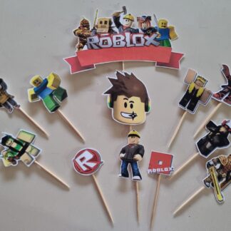 Roblox cardboard cake topper set