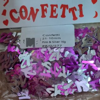 21st birthday confetti pink and silver mix