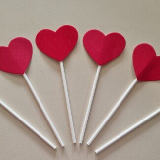 Red heart shaped food picks 12's