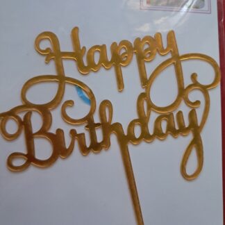 Gold happy birthday topper acrylic