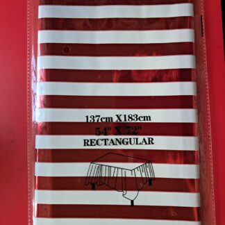 Red and white striped metallic table cover