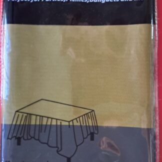 Black and gold plastic table cover matt disposable