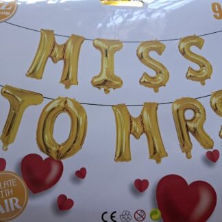 Miss to Mrs foil balloon set Gold