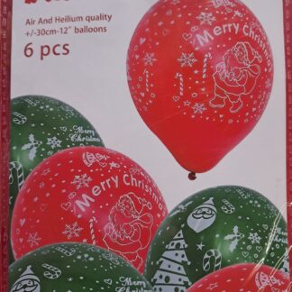 Merry Christmas latex balloons 6's