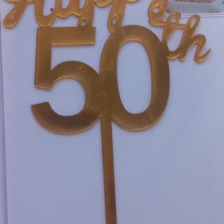 Happy 50th cake topper gold