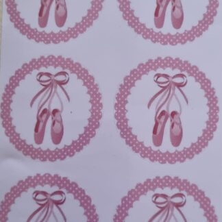 Ballet theme stickers 4cm round 24's