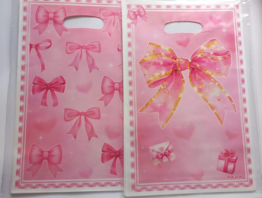 Pink bow theme loot bags 10's Pink bow theme loot bags 10's