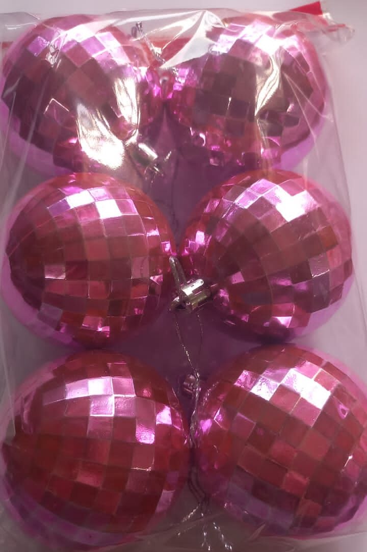 Cerise pink disco balls small 6's Cerise pink disco balls small 6's