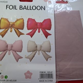 Light pink bow shaped foil balloon 55 x 43cm