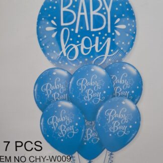 Baby boy balloon set 7 piece blue