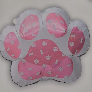 Pink paw shaped foil balloon single