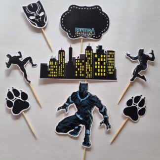 Black panther cardstock cake topper set