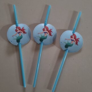 Ariel mermaid straws 8's