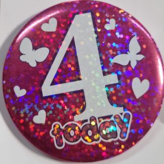 Number 4 badge shiny pink