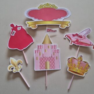 Princess theme cake topper set cardstock