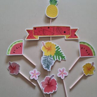 Tropical theme cake topper set cardstock