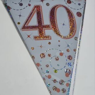 40th Flag banner rose gold/ white