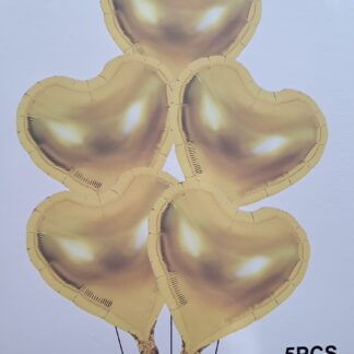 Gold heart shaped foil balloon set 5 pcs
