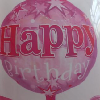 Pink happy birthday foil balloon round