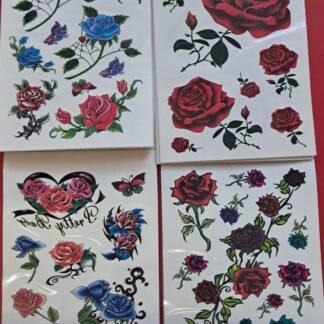Rose themed fake tattoos 4 sheets