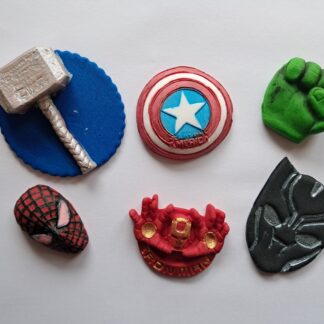 Superhero fondant cup cake topper set 12's
