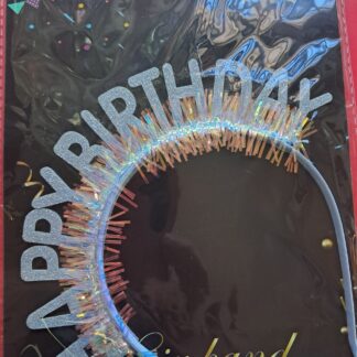 Silver happy birthday allice band tiara