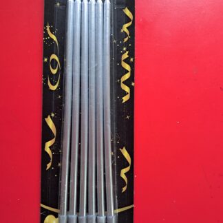 Extra long silver cake candles 6's