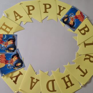 Construction themed happy birthday banner