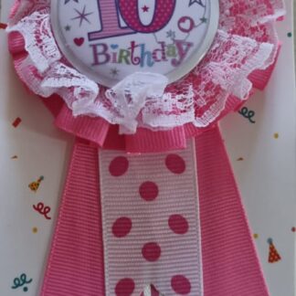 10th Birthday badge pink