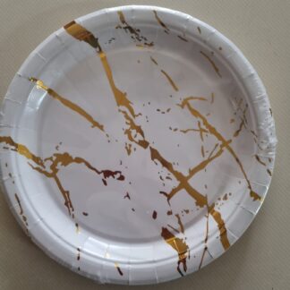 White paper plate with gold crack small 10's