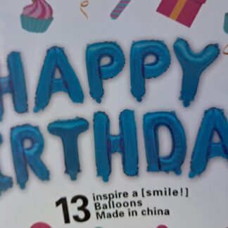 Bright blue foil balloon letter happy birthday set