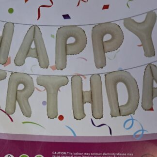 Happy birthday foil balloon letter set Ivory