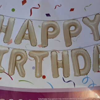 Cream colour happy birthday foil letter balloon set