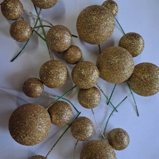 Gold glitter faux balls 20's assorted