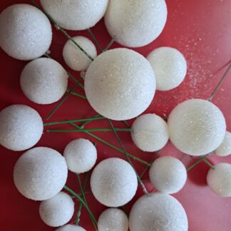 White glitter faux balls assorted sizes