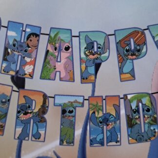 Stitch happy birthday banner dye cut
